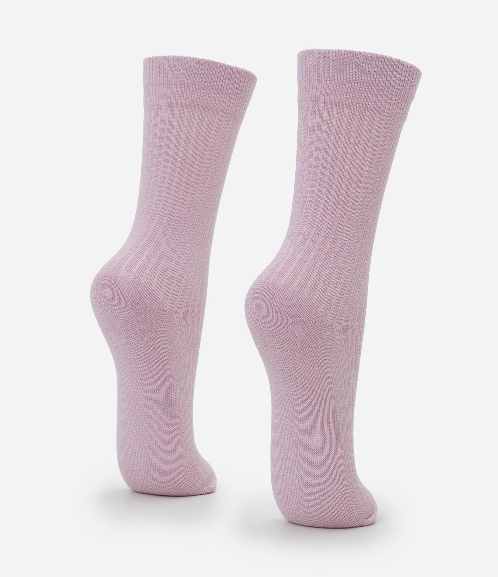 Meia Cano Alto em Viscose Canelada Rosa 3