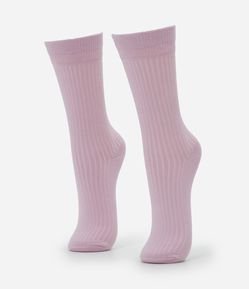 Meia Cano Alto em Viscose Canelada