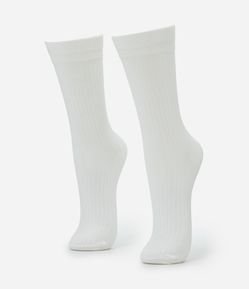 Meia Cano Alto em Viscose Canelada