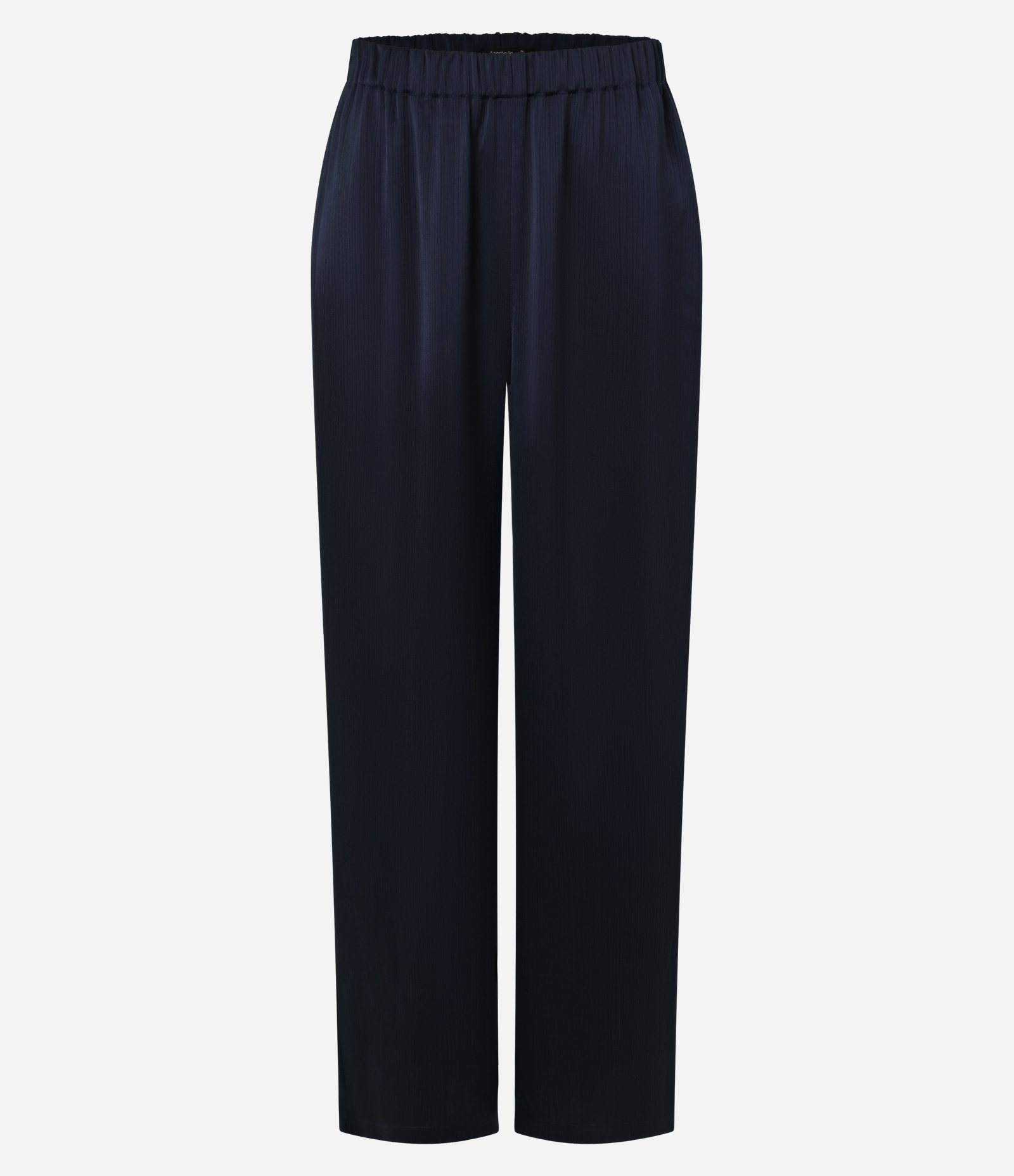 Calça Reta Plissada em Cetim com Cós Elástico Azul 1