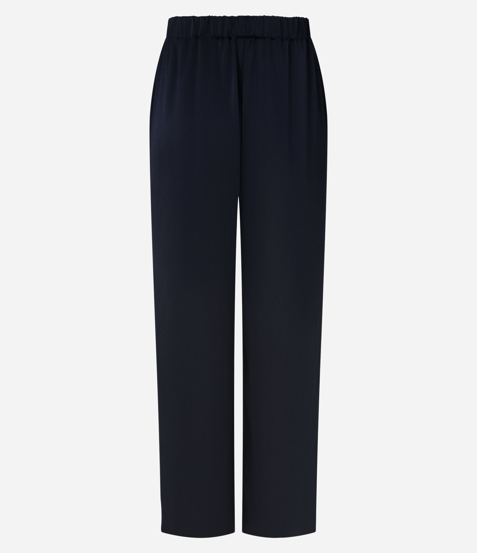 Calça Reta Plissada em Cetim com Cós Elástico Azul 3
