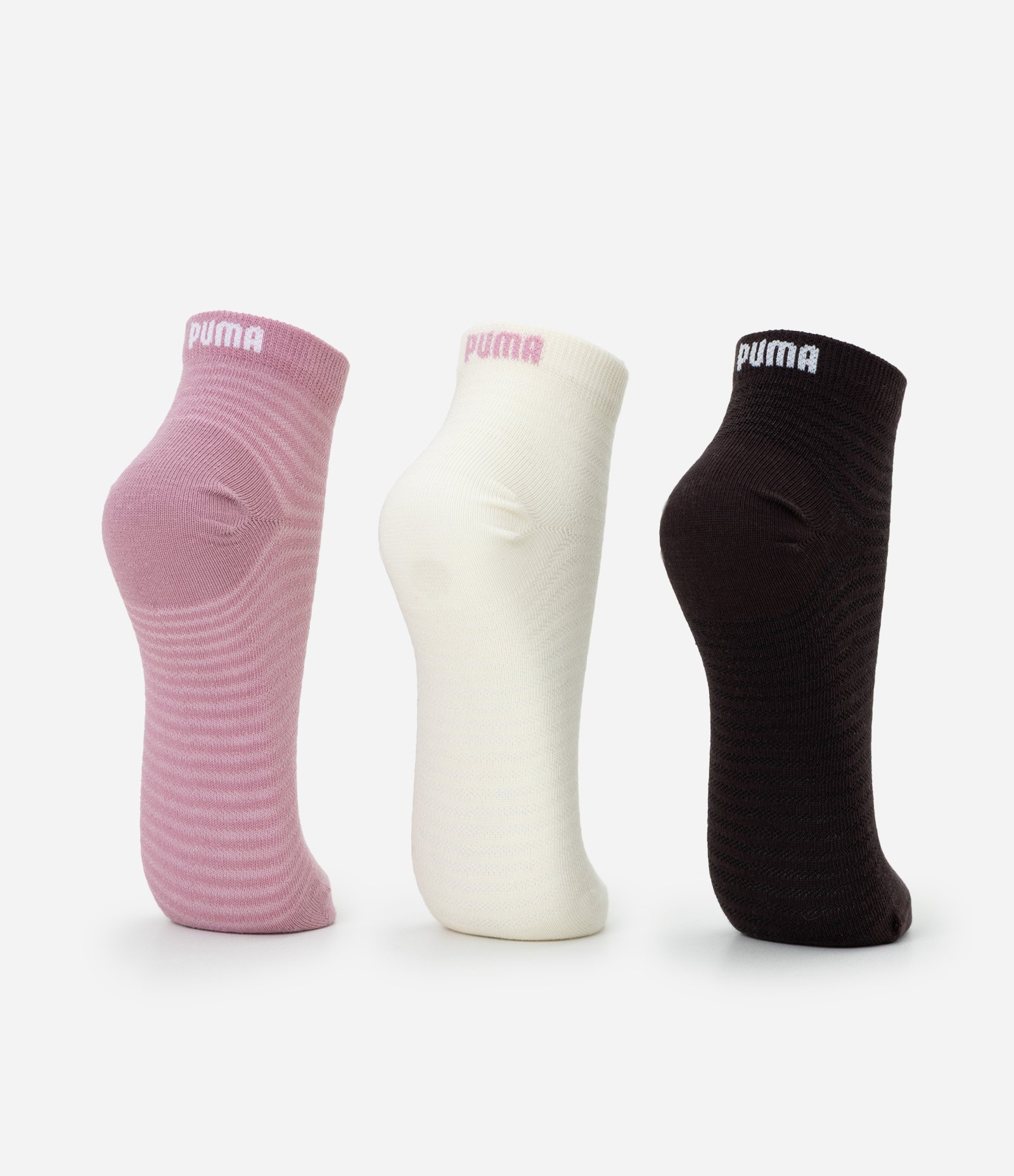 Kit 3 Meias Cano Baixo PUMA em Algodão Texturizado Multicores 3