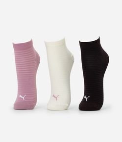 Kit 3 Meias Cano Baixo PUMA em Algodão Texturizado