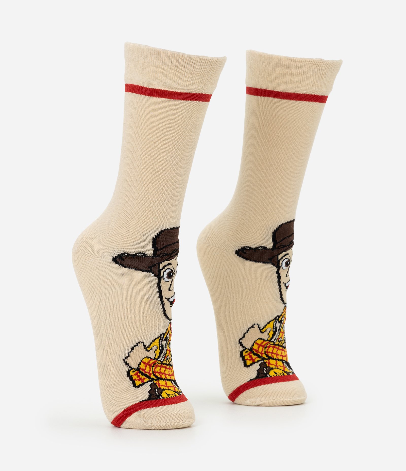 Meia Cano Alto com Estampa Toy Story Bege 2