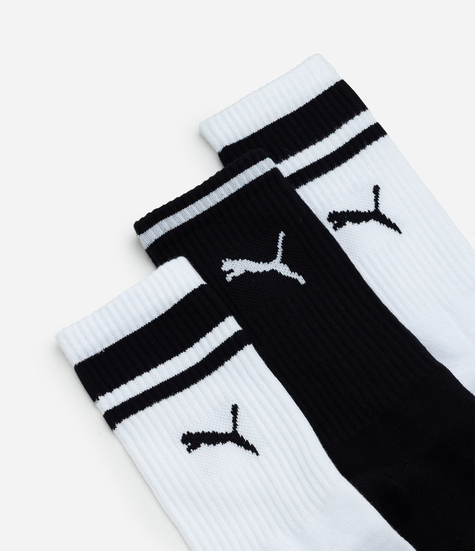 Kit 03 Meias Cano Alto em Algodão com Estampa Puma Branco/Preto 4