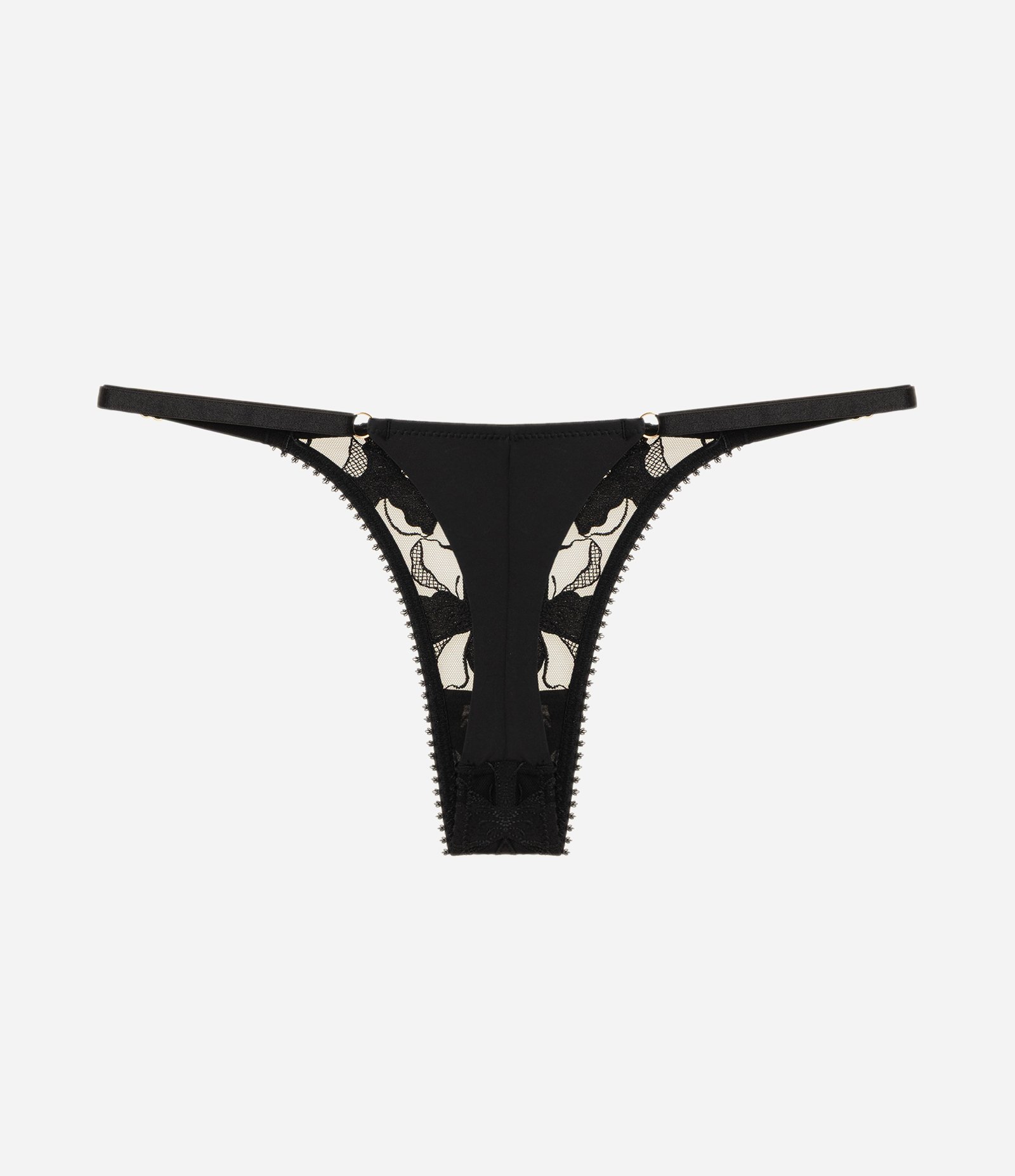Calcinha String Fio Duplo em Tule com Bordado Floral Preto 6