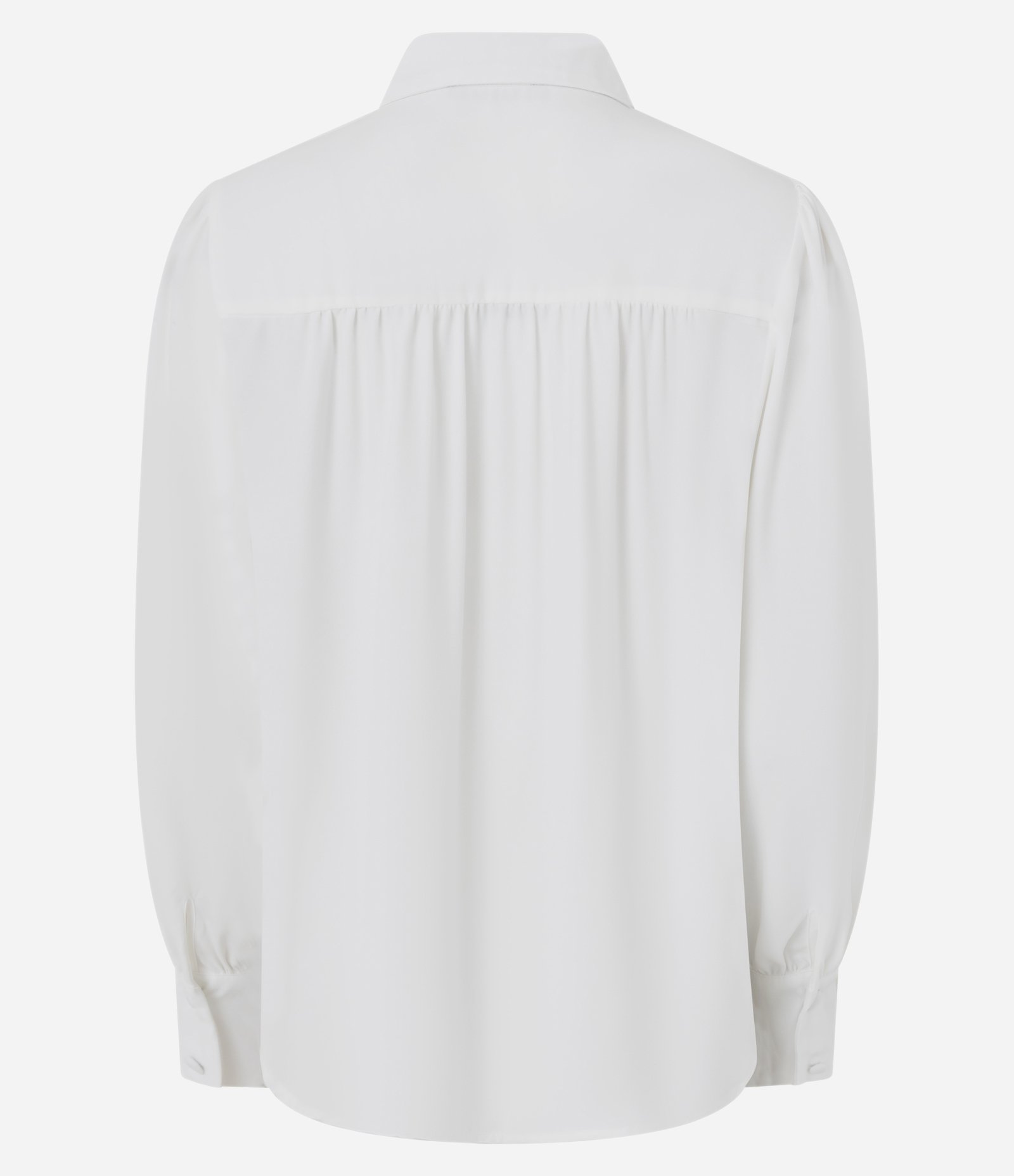 Camisa em Crepe com Manga Longa e Franzido no Ombro Branco 2