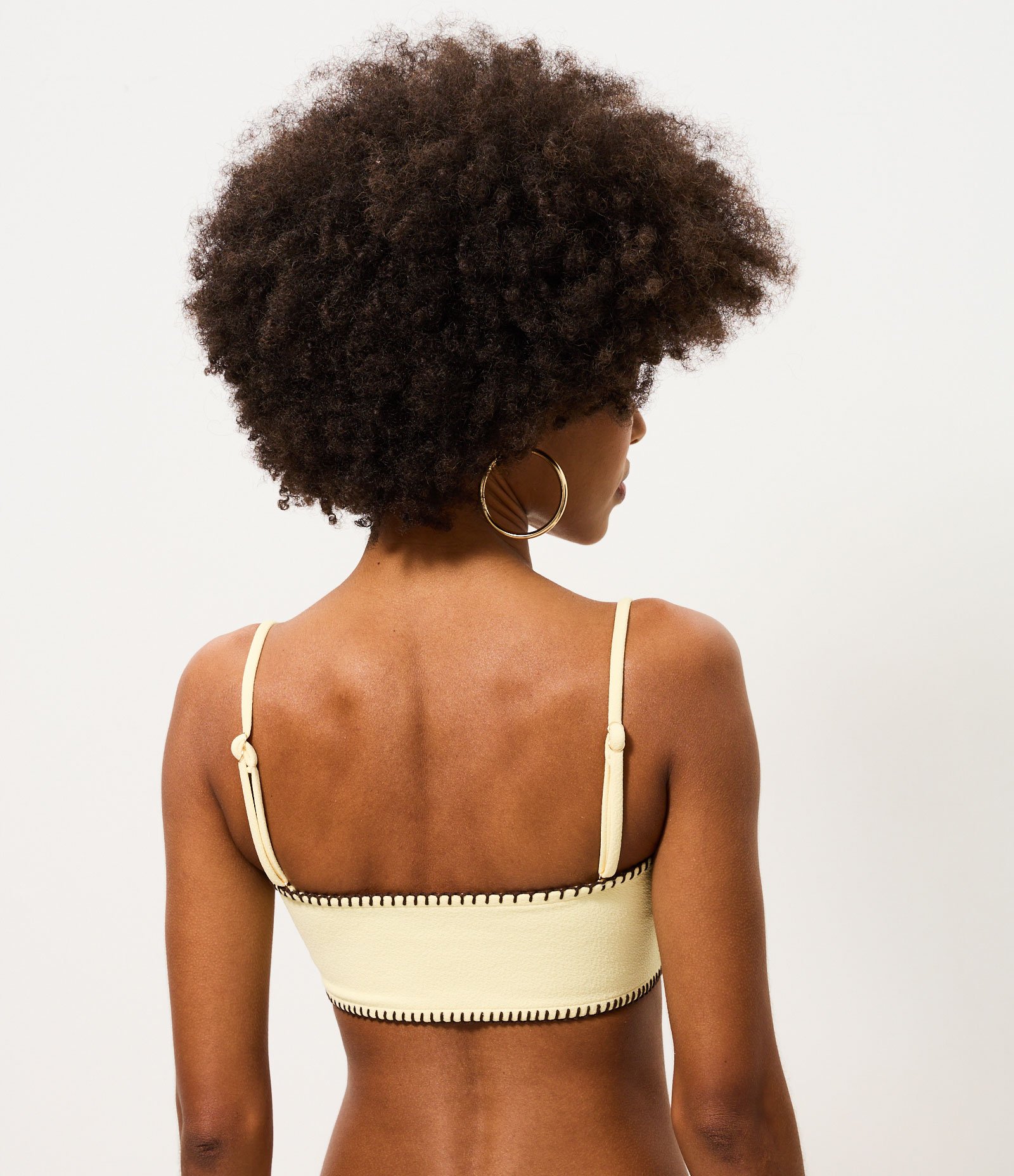 Biquini Top Bandeau Texturizado com Detalhes Contrastantes Amarelo 4