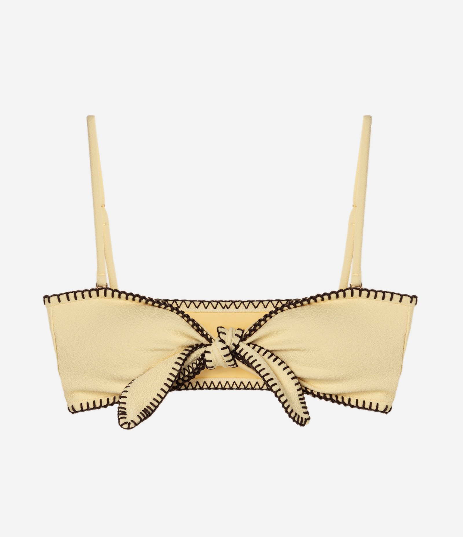 Biquini Top Bandeau Texturizado com Detalhes Contrastantes Amarelo 5