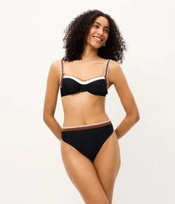 Biquíni Calcinha Hot Pant em Microfibra com Pesponto Contrastante