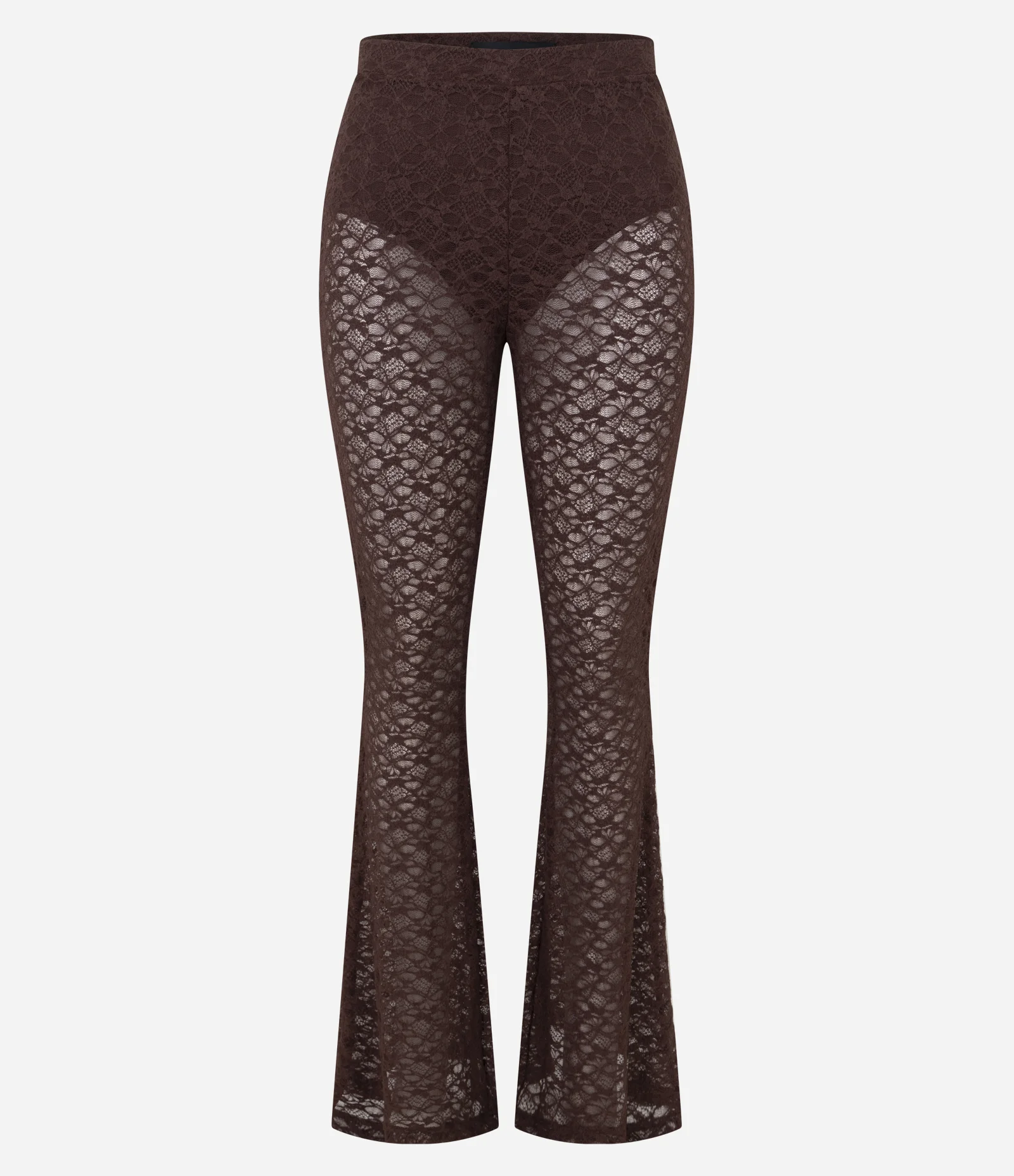 Calça Flare em Renda Marrom 1