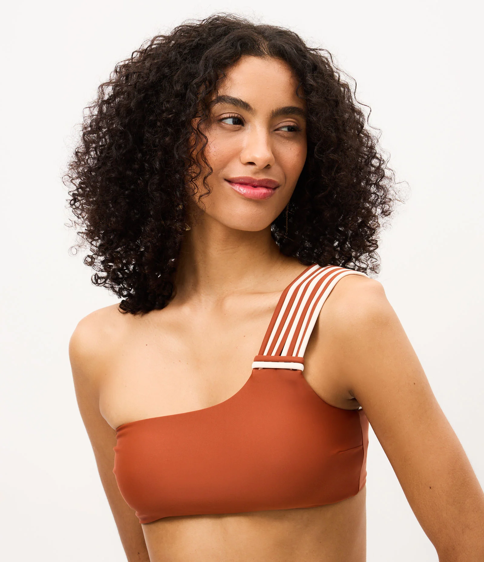 Biquíni Top Bandeau em Microfibra com Alças Bicolores Marrom 1
