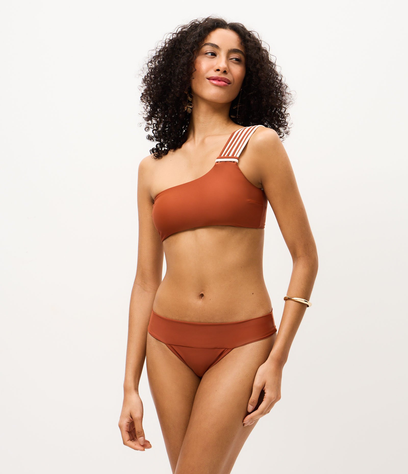 Biquíni Top Bandeau em Microfibra com Alças Bicolores Marrom 2