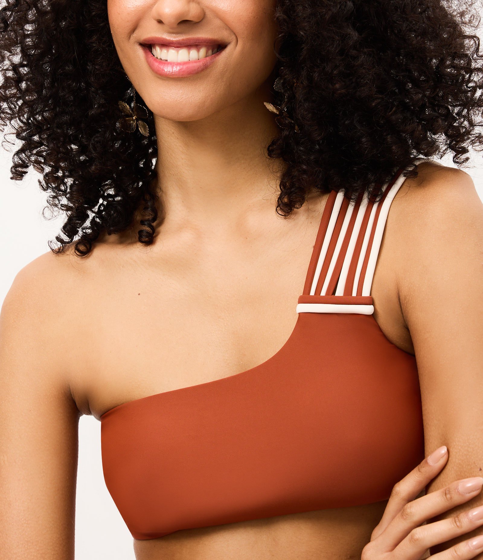 Biquíni Top Bandeau em Microfibra com Alças Bicolores Marrom 3