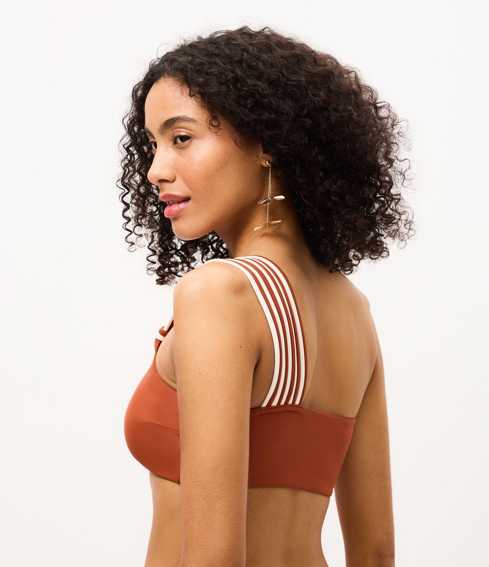 Biquíni Top Bandeau em Microfibra com Alças Bicolores Marrom 4