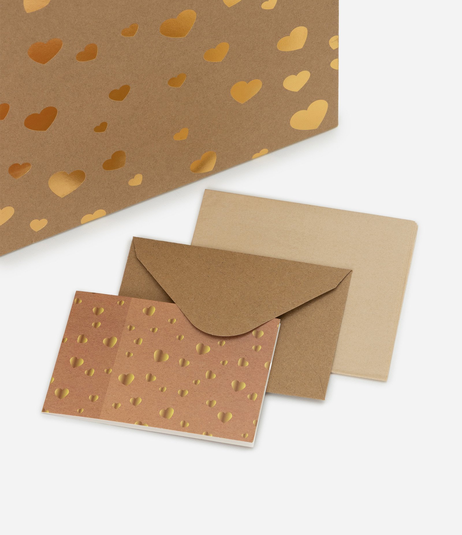 Embalagem de Presente Média com Estampa de Corações Dourado 4