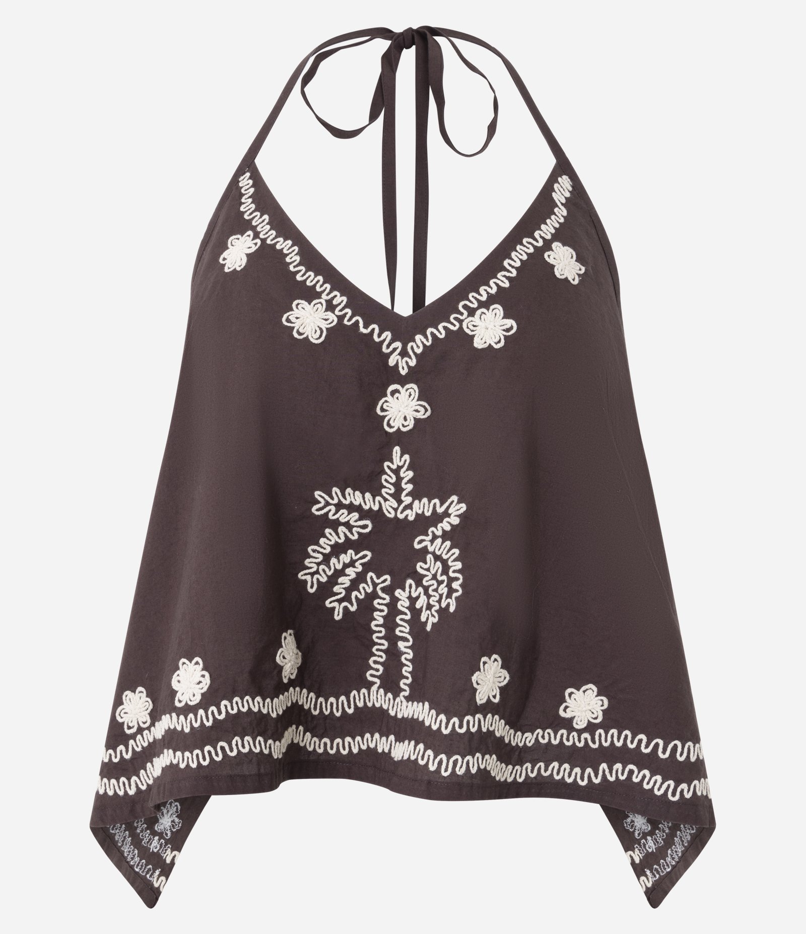 Blusa Frente Única em Cotton com Bordado de Coqueiro Marrom 5
