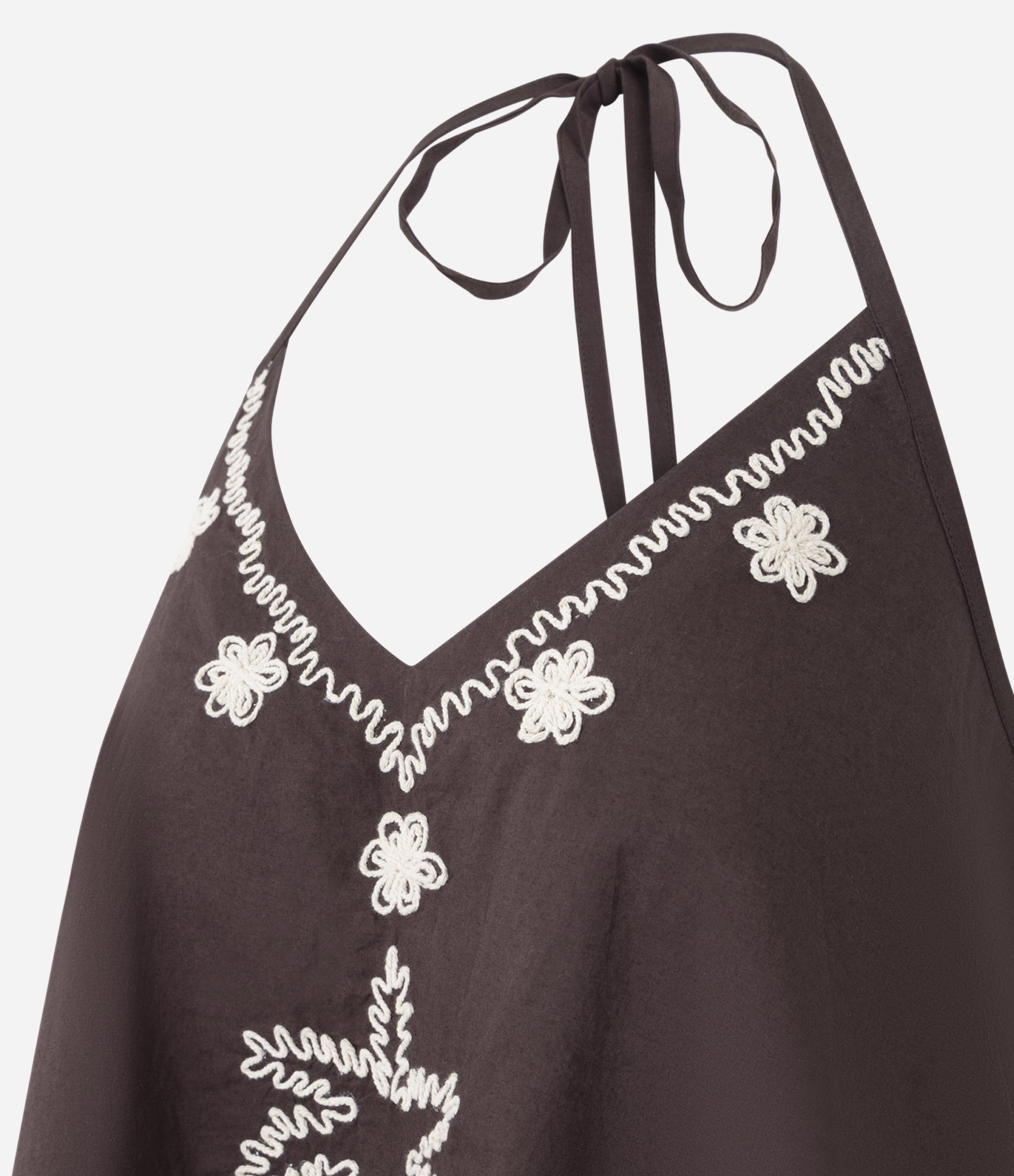 Blusa Frente Única em Cotton com Bordado de Coqueiro Marrom 6