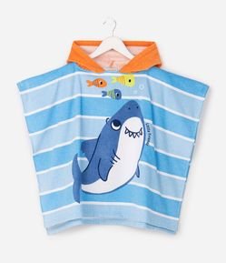 Poncho Infantil Atoalhado com Estampa Fundo do Mar - Tam U