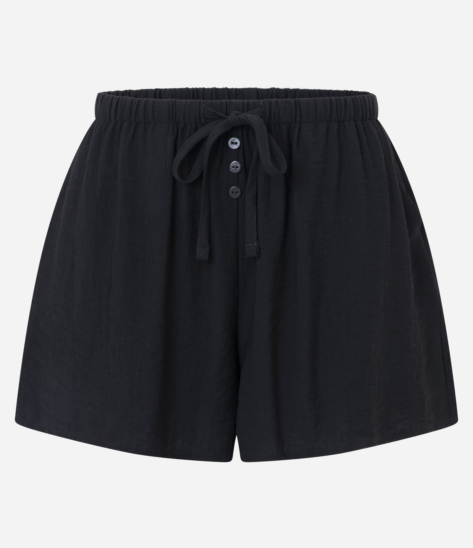 Saída de Praia Short em Viscose com Bolso e Amarração Preto 1