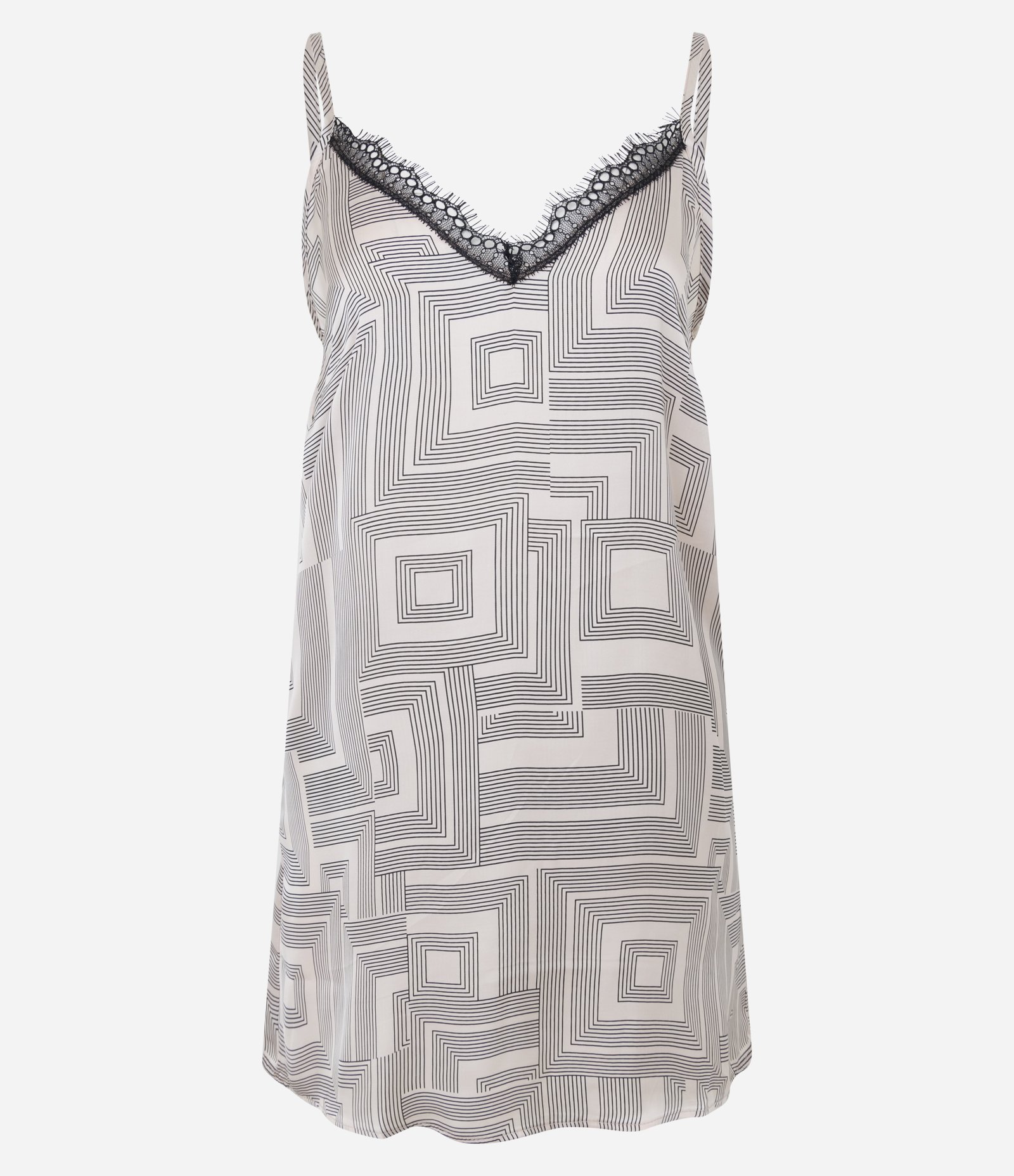 Camisola de Alcinha em Cetim com Estampa Geométrica Off White 4