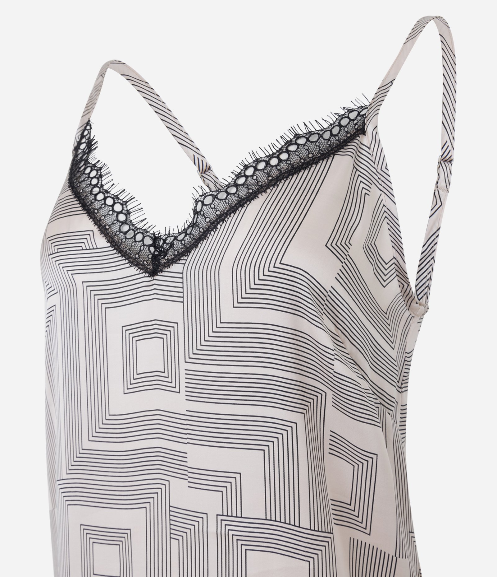 Camisola de Alcinha em Cetim com Estampa Geométrica Off White 5