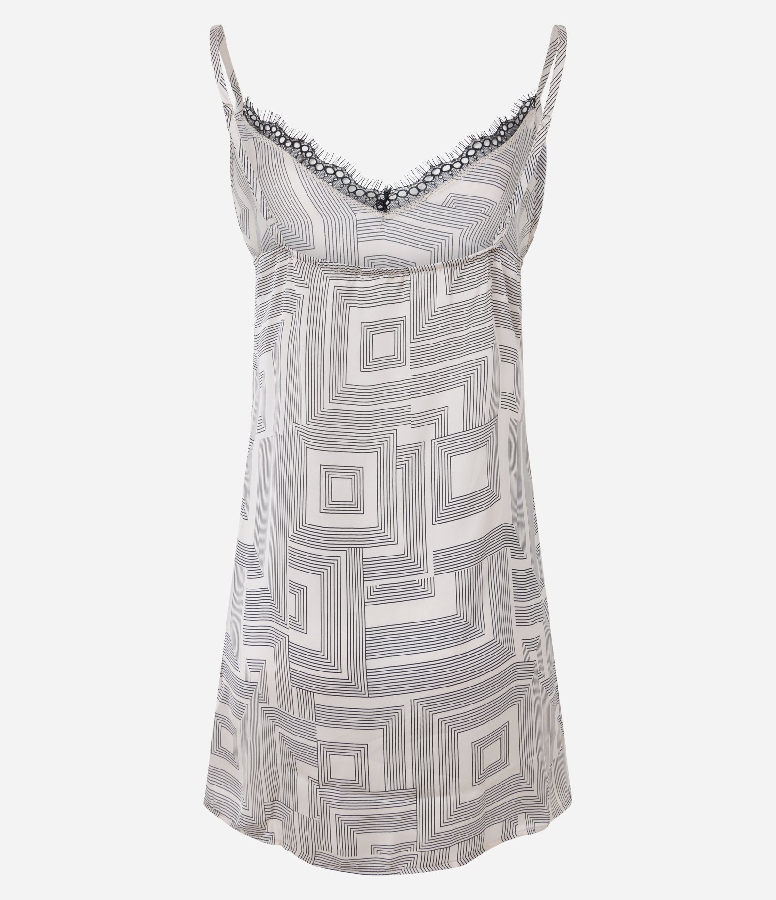 Camisola de Alcinha em Cetim com Estampa Geométrica Off White 6