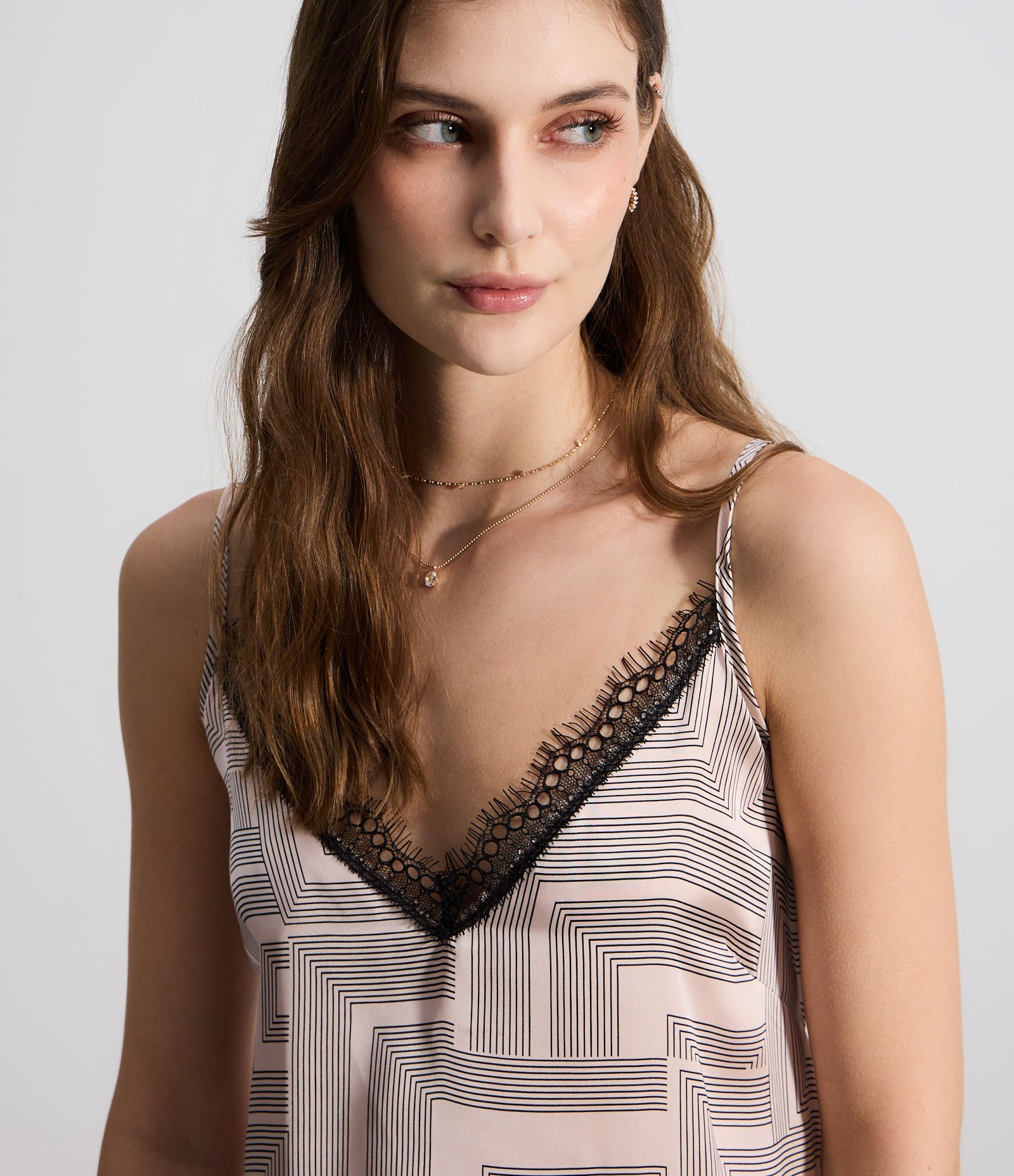 Camisola de Alcinha em Cetim com Estampa Geométrica Off White 3