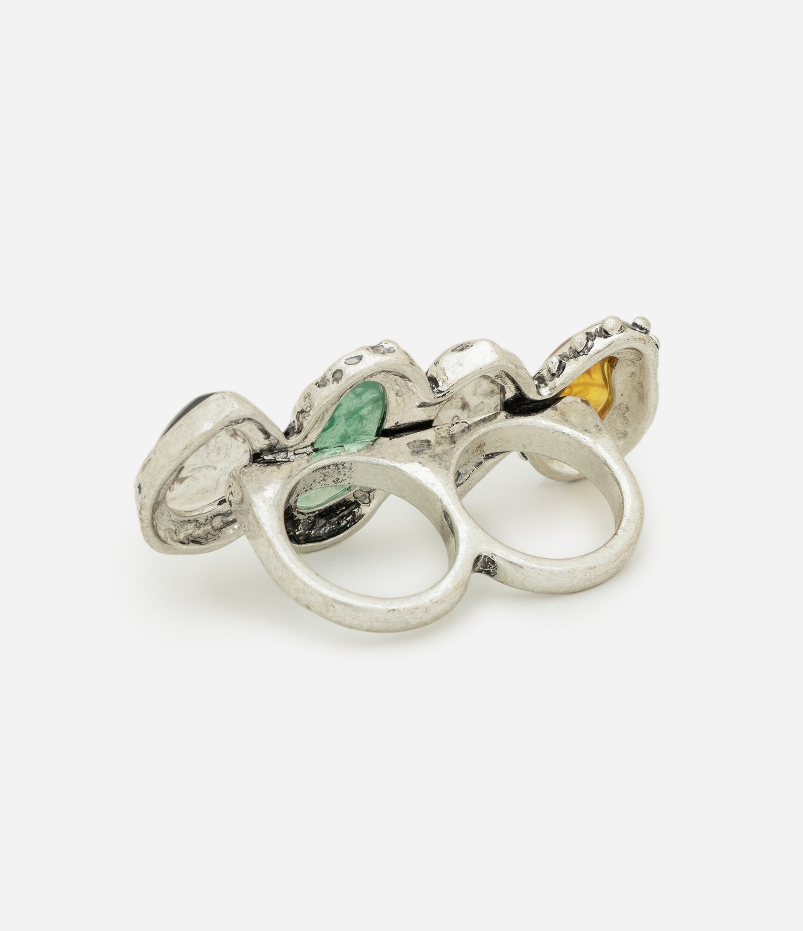 Maxi Anel 02 Dedos com Detalhes Resinados Multicores 2