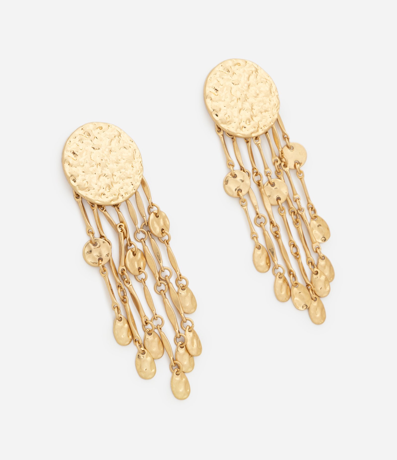 Brinco Médio Martelado com Franjas Metalizadas Dourado 1