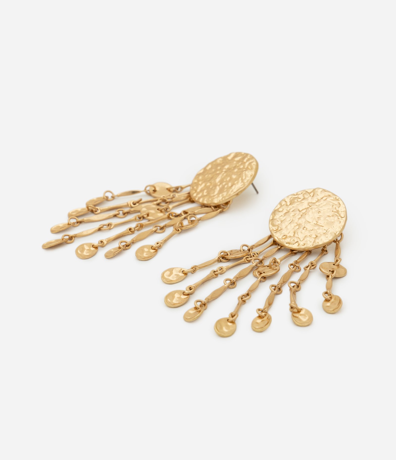 Brinco Médio Martelado com Franjas Metalizadas Dourado 2