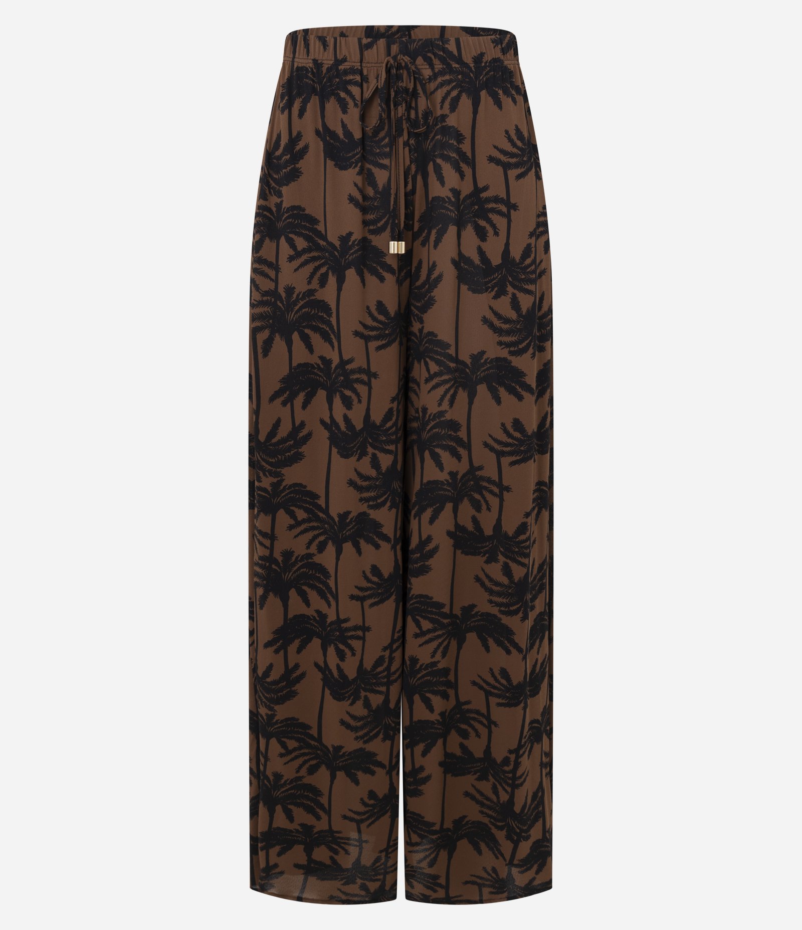 Saída de Praia Calça com Fenda e Estampa de Coqueiro Marrom/Preto 5