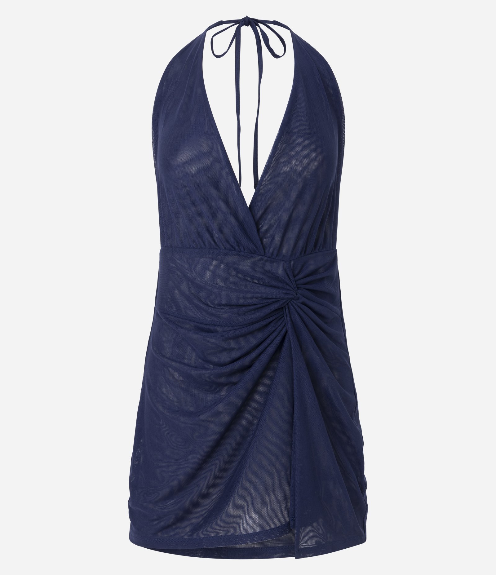 Saída de Praia Vestido com Detalhe Torcido Azul 4