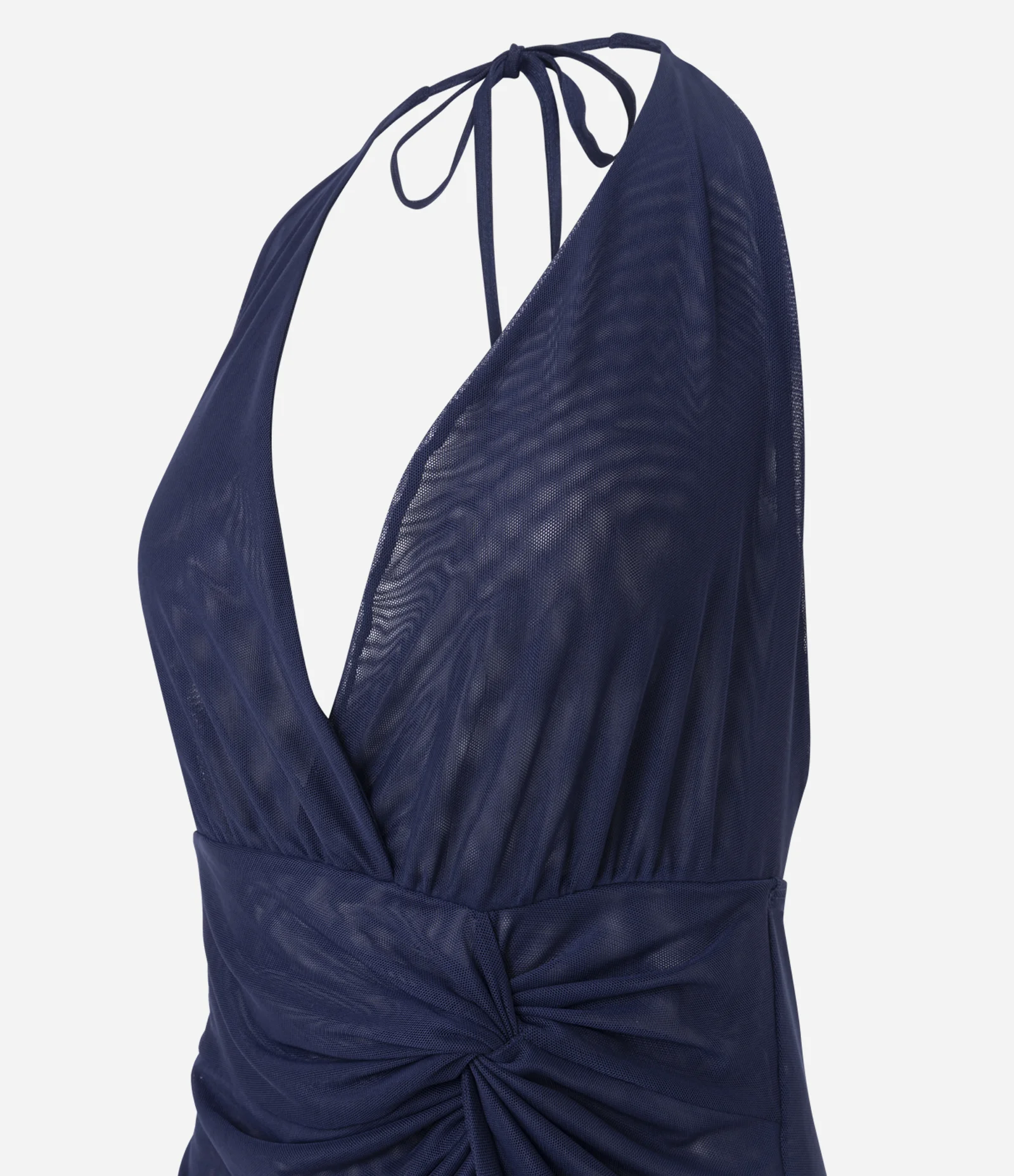 Saída de Praia Vestido com Detalhe Torcido Azul 5