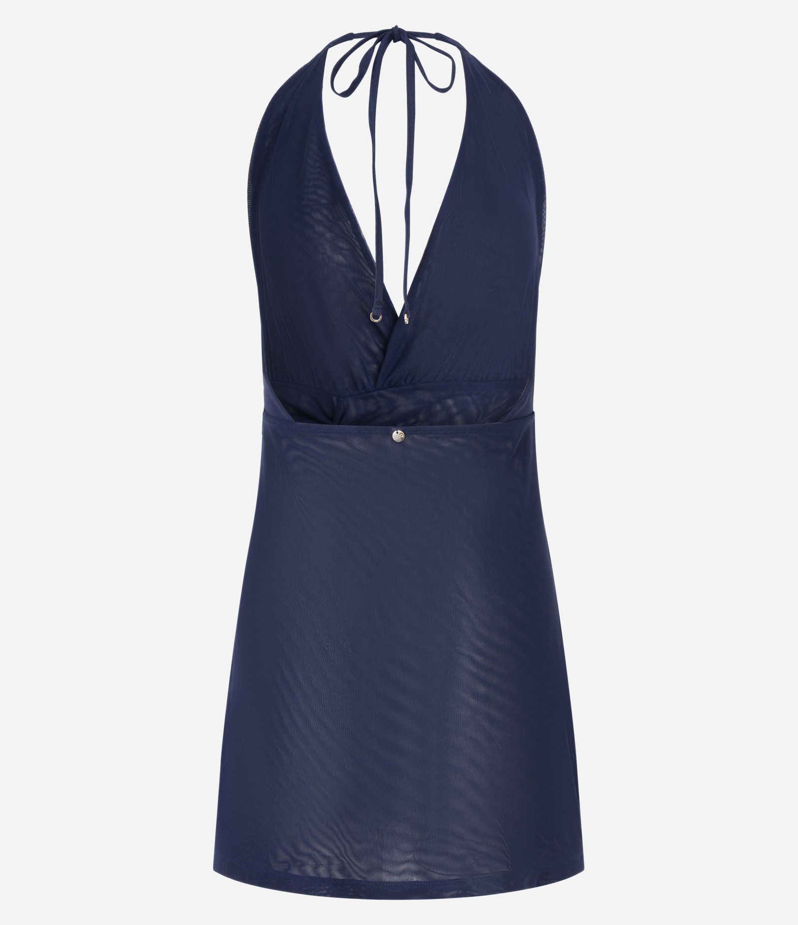 Saída de Praia Vestido com Detalhe Torcido Azul 6