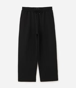 Calça Super Wide Leg em Algodão Interlock com Cordão