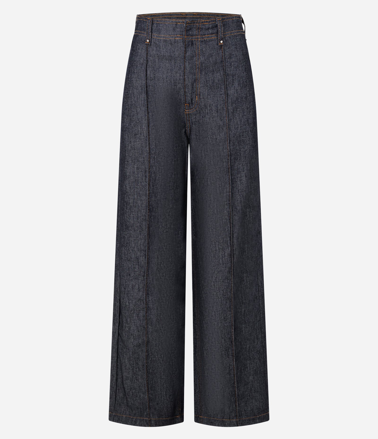 Calça Wide Leg em Jeans com Cintura Alta e Cós Alfaiatado Preto 5