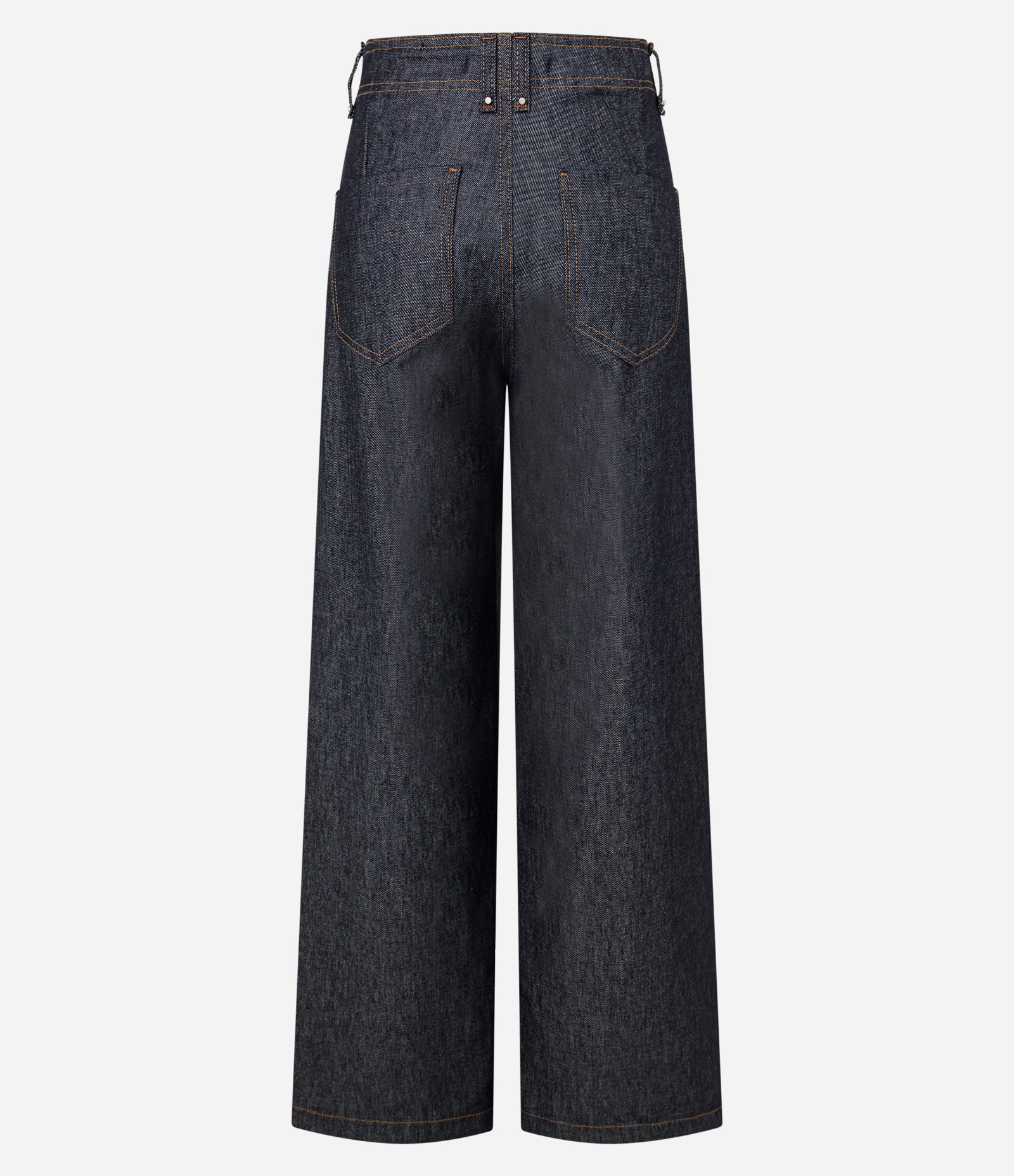 Calça Wide Leg em Jeans com Cintura Alta e Cós Alfaiatado Preto 6