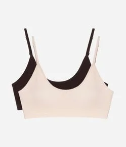 Kit de 02 Sutiãs Top em Poliamida Seamless com Bojo Removível