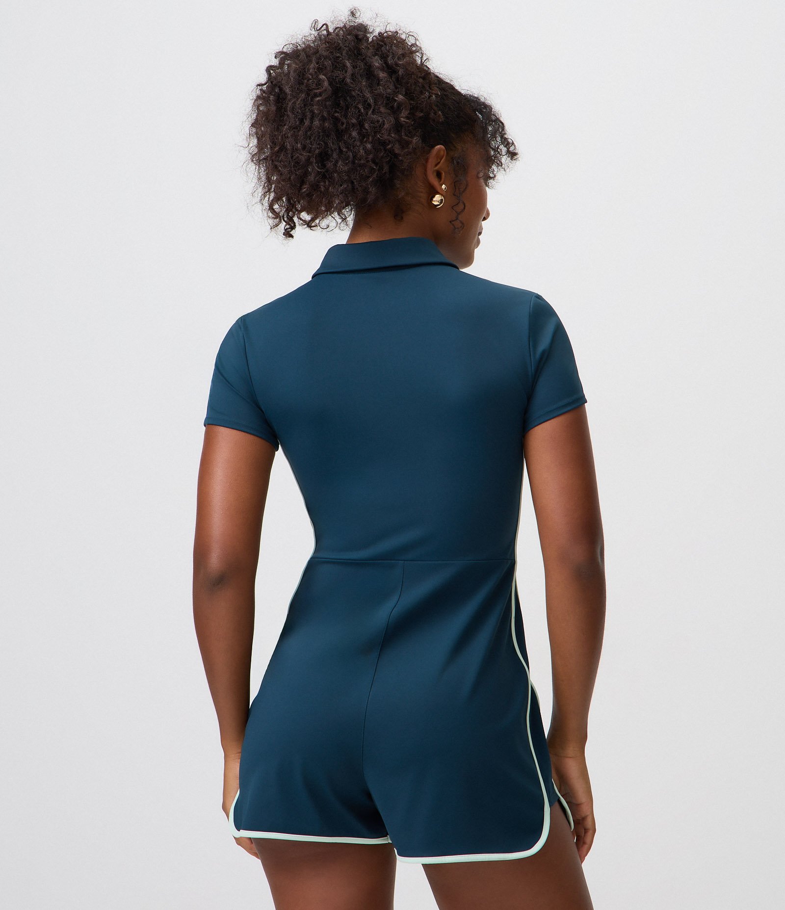 Macaquinho Polo Esportivo com Zíper e Friso Contrastante Azul 3
