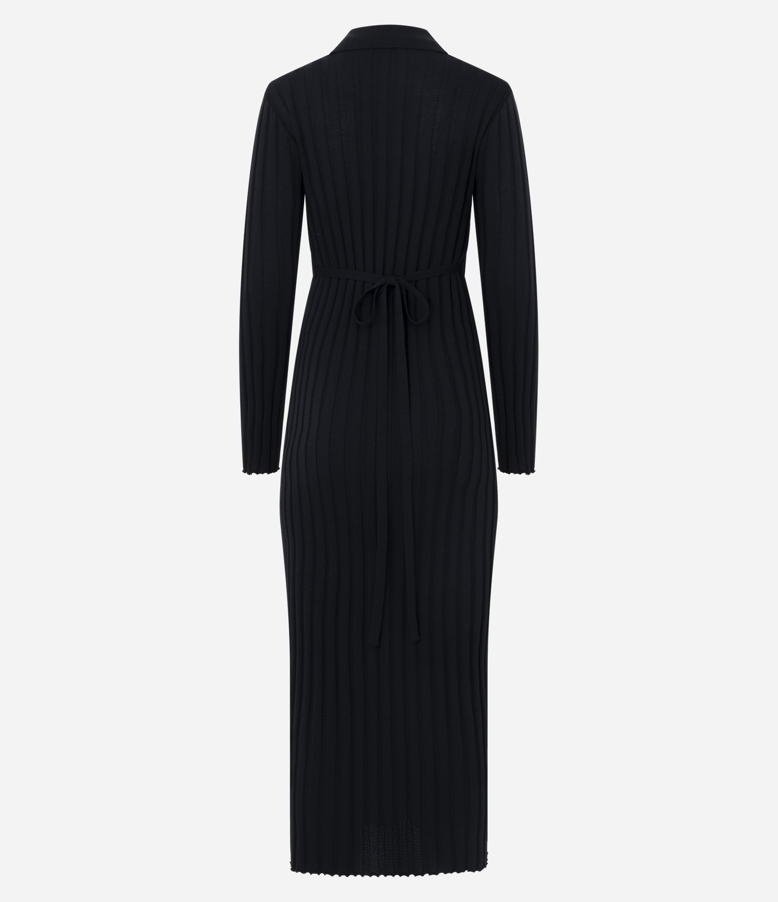 Vestido Midi Ajustado em Tricô com Gola Polo Preto 3