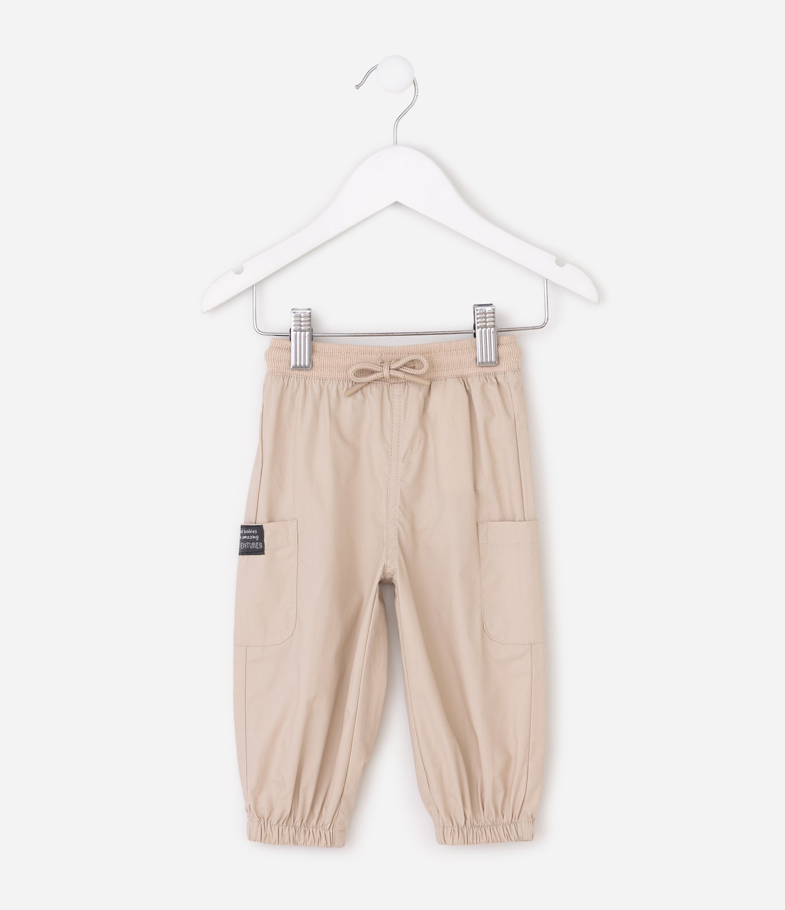 Calça Jogger Infantil em Algodão Paper Touch – Tam 0 a 18 Meses Bege Claro 2