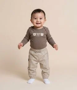 Calça Jogger Infantil em Algodão Paper Touch – Tam 0 a 18 Meses
