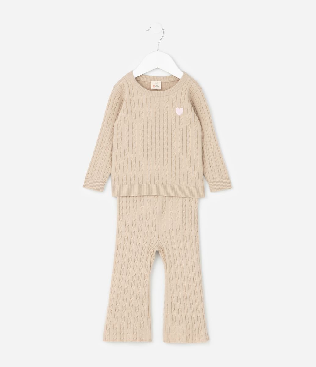 Conjunto Infantil em Tricô com Bordado de Coração – Tam 0 a 18
