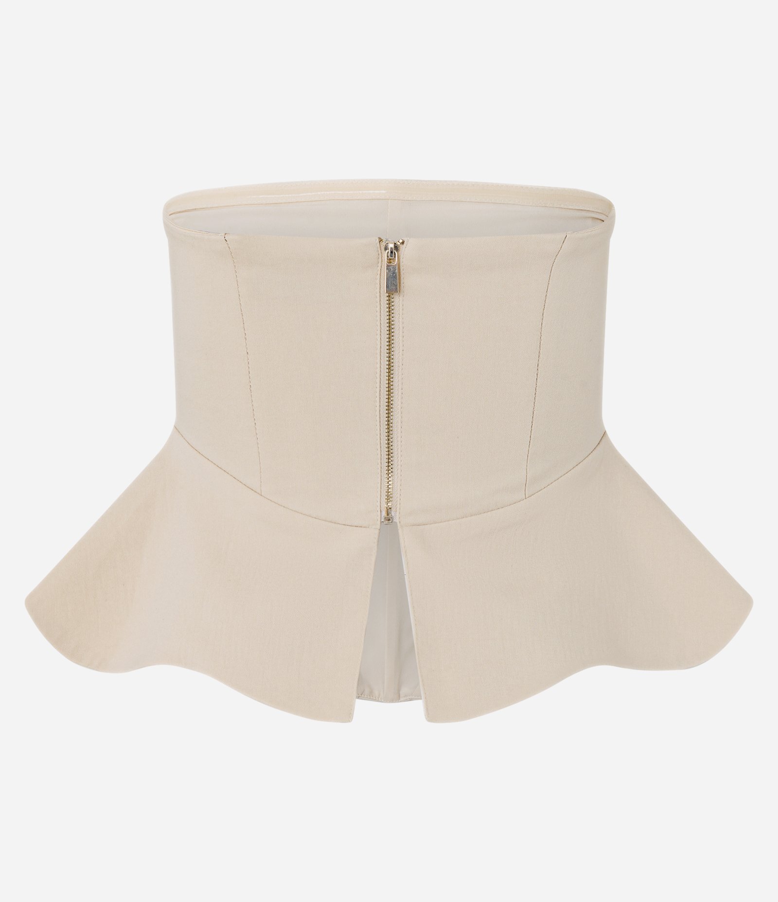 Blusa Corset em Bengaline com Barra Peplum Bege 4