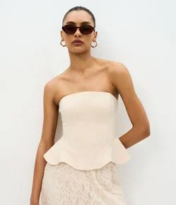 Blusa Corset em Bengaline com Barra Peplum