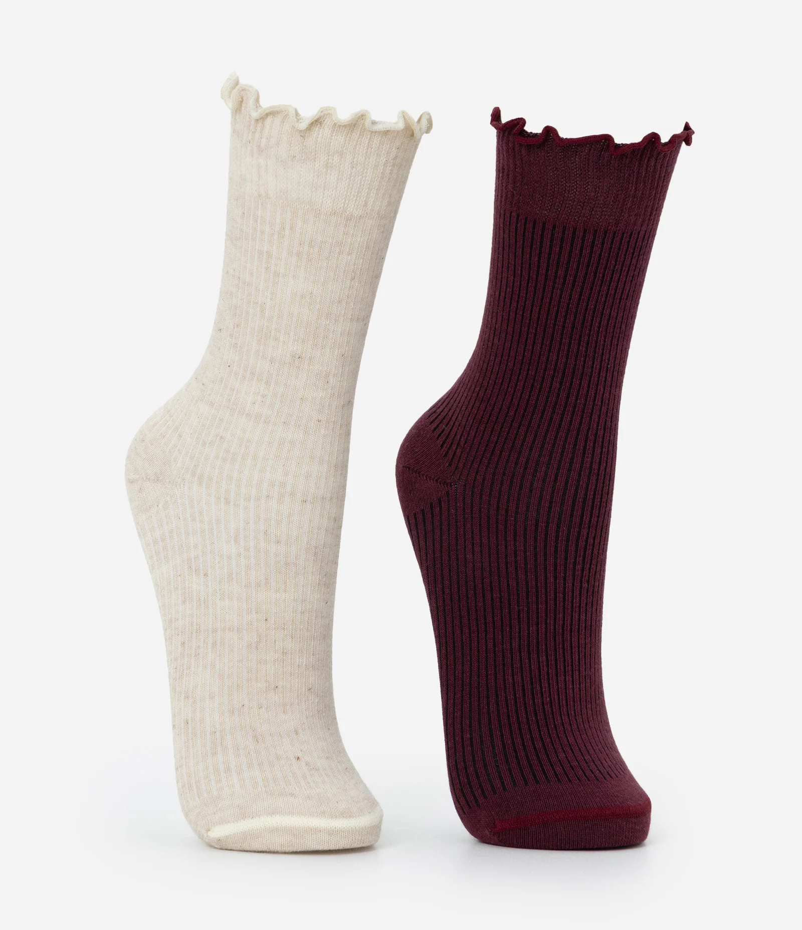 Kit 02 Meias Cano Médio em Algodão com Punho em Picot Multicores 2