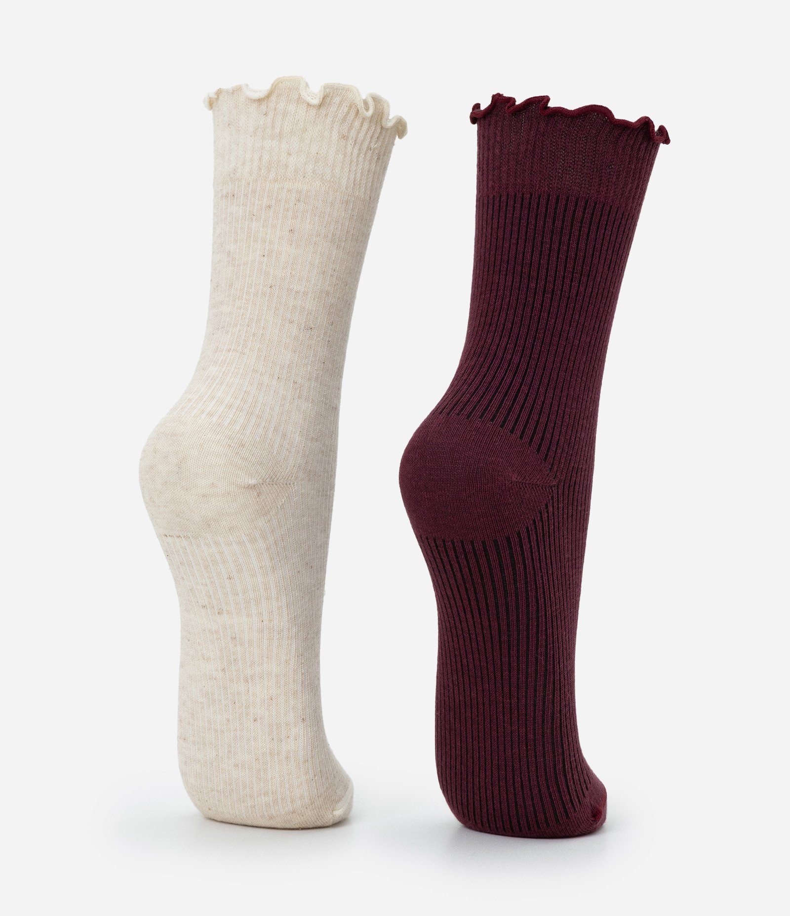 Kit 02 Meias Cano Médio em Algodão com Punho em Picot Multicores 3