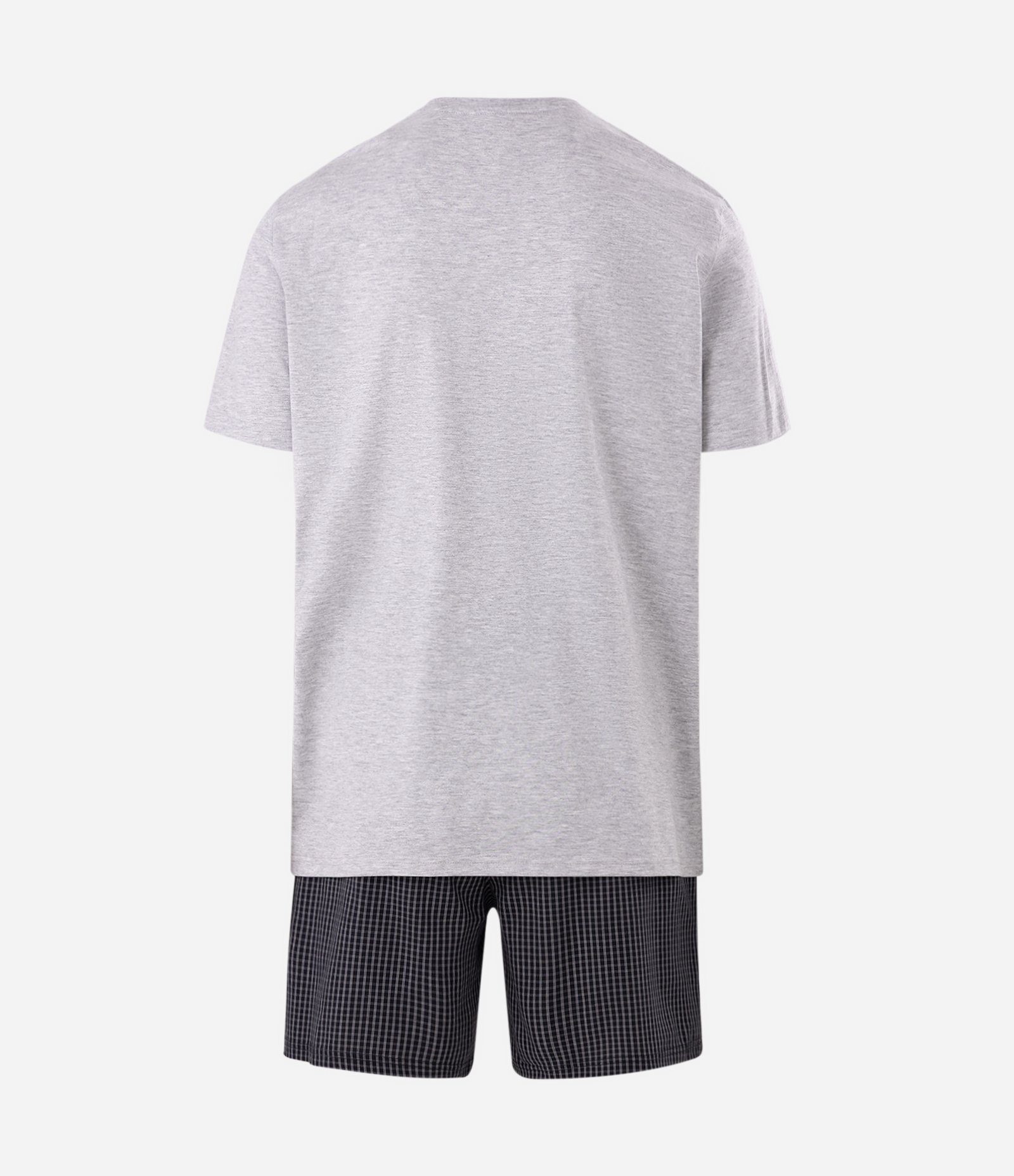 Pijama Curto em Algodão Xadrez Cinza 2