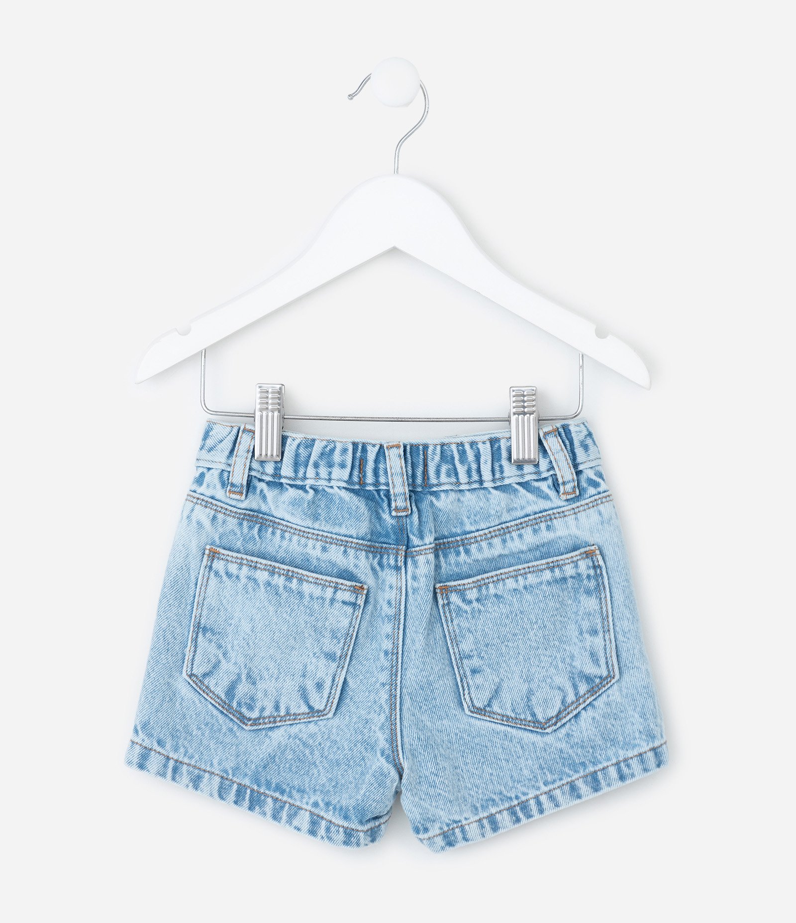 Short Jeans Infantil com Florzinhas Bordadas - Tam 1 a 5/6 Azul 3